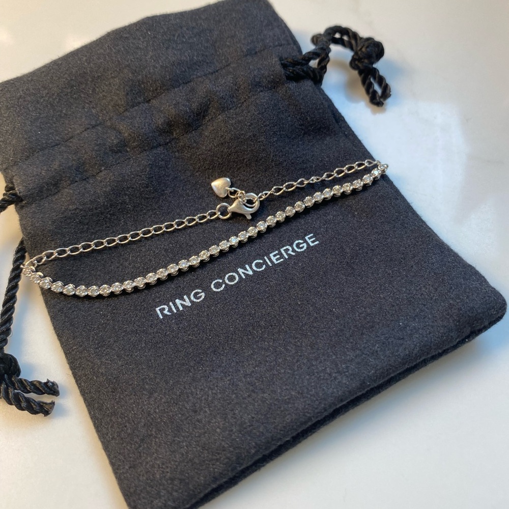 Ring Concierge 14k solid White Gold Mini Diamond Tennis Bracelet